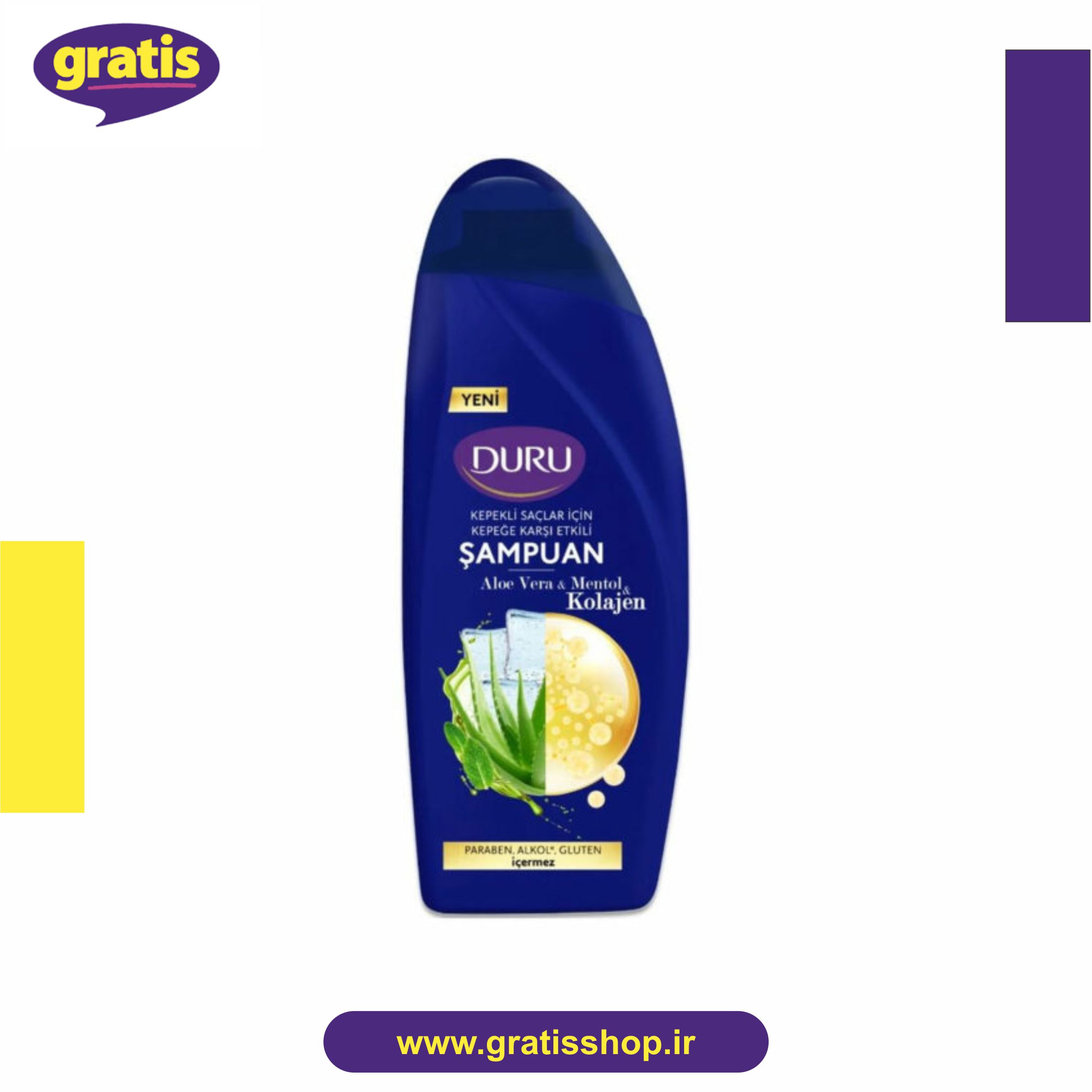 شامپو ضد شوره دورو حاوی عصاره آلوئه ورا، منتول و کلاژن 500 میل